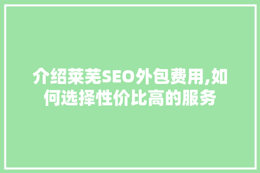 介绍莱芜SEO外包费用,如何选择性价比高的服务