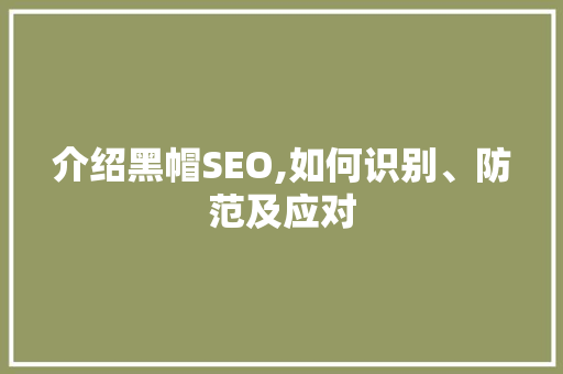 介绍黑帽SEO,如何识别、防范及应对