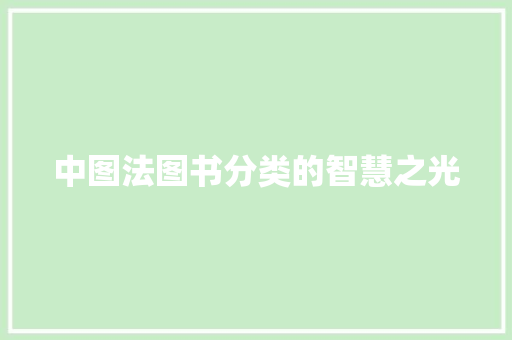 中图法图书分类的智慧之光