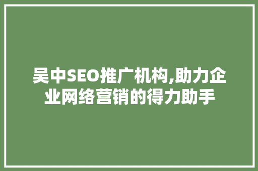 吴中SEO推广机构,助力企业网络营销的得力助手