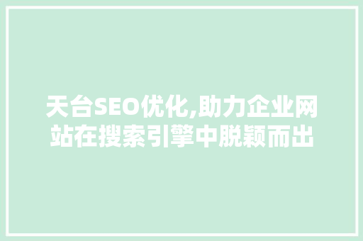 天台SEO优化,助力企业网站在搜索引擎中脱颖而出
