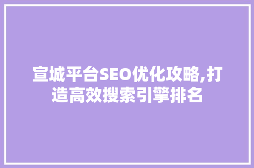 宣城平台SEO优化攻略,打造高效搜索引擎排名