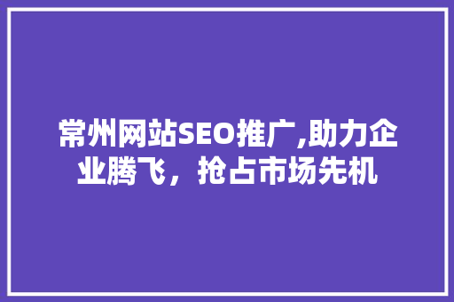 常州网站SEO推广,助力企业腾飞，抢占市场先机