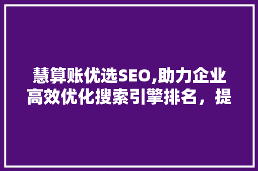 慧算账优选SEO,助力企业高效优化搜索引擎排名，提升品牌影响力