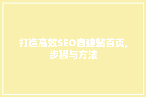 打造高效SEO自建站首页,步骤与方法