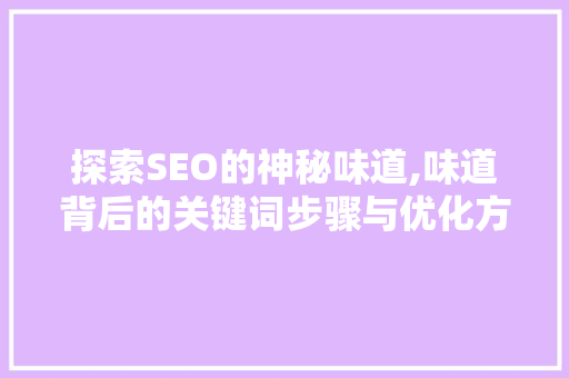 探索SEO的神秘味道,味道背后的关键词步骤与优化方法