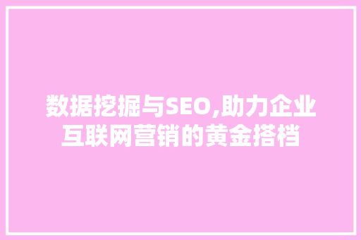数据挖掘与SEO,助力企业互联网营销的黄金搭档