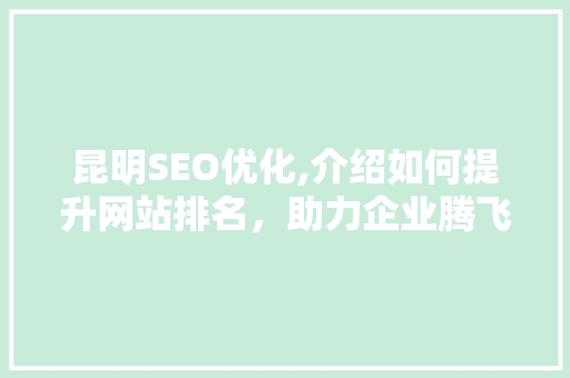 昆明SEO优化,介绍如何提升网站排名，助力企业腾飞
