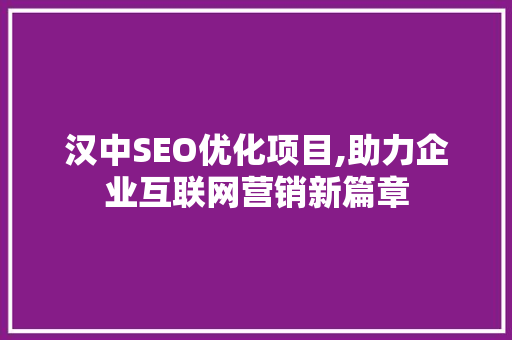 汉中SEO优化项目,助力企业互联网营销新篇章