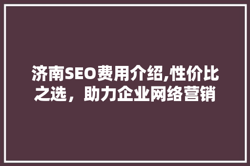 济南SEO费用介绍,性价比之选，助力企业网络营销