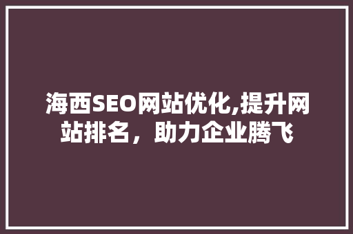 海西SEO网站优化,提升网站排名，助力企业腾飞