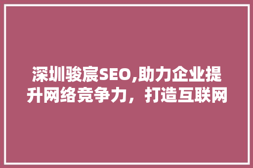 深圳骏宸SEO,助力企业提升网络竞争力，打造互联网时代品牌新高度