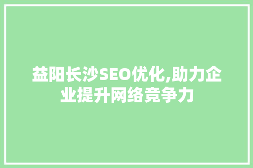 益阳长沙SEO优化,助力企业提升网络竞争力