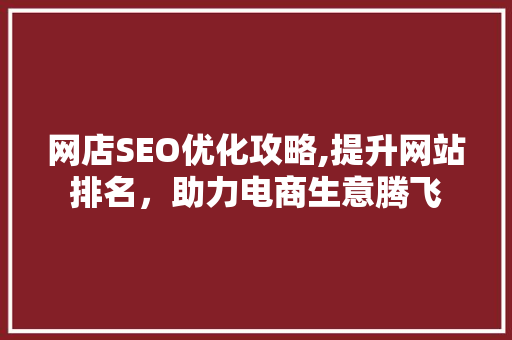 网店SEO优化攻略,提升网站排名，助力电商生意腾飞