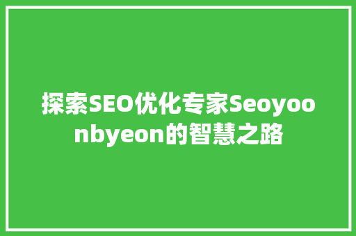 探索SEO优化专家Seoyoonbyeon的智慧之路