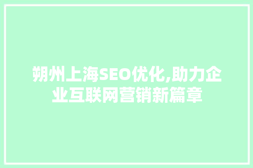 朔州上海SEO优化,助力企业互联网营销新篇章  第1张