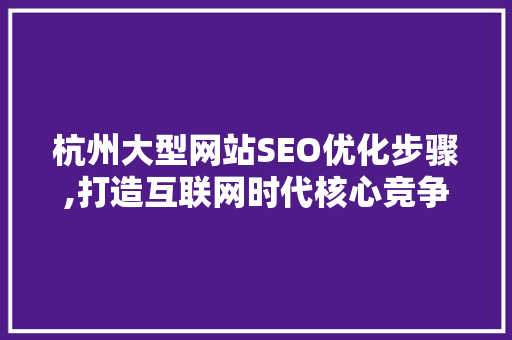 杭州大型网站SEO优化步骤,打造互联网时代核心竞争力