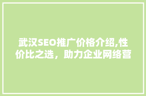 武汉SEO推广价格介绍,性价比之选，助力企业网络营销