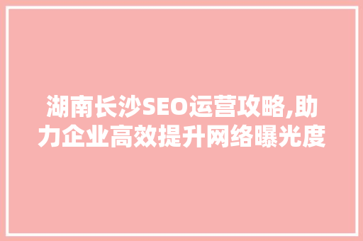 湖南长沙SEO运营攻略,助力企业高效提升网络曝光度