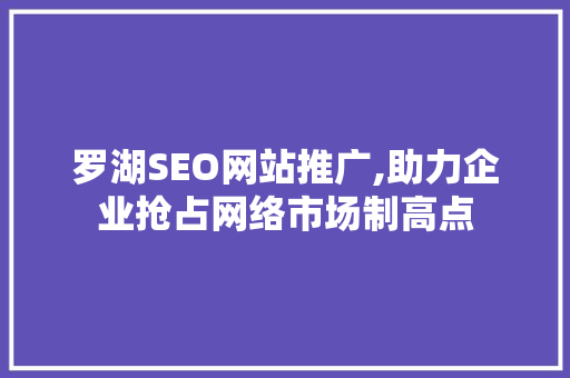 罗湖SEO网站推广,助力企业抢占网络市场制高点