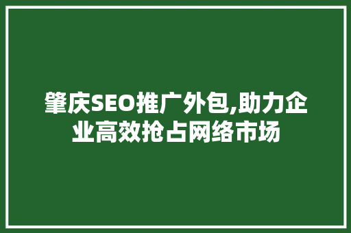 肇庆SEO推广外包,助力企业高效抢占网络市场