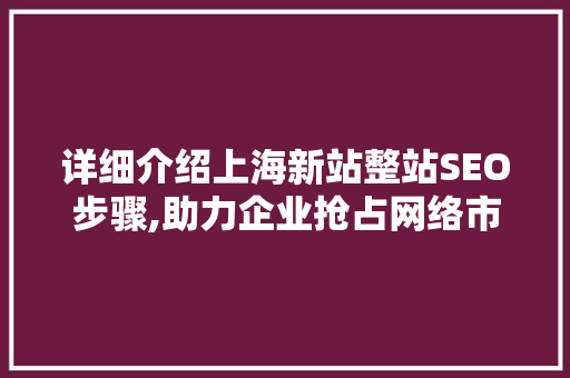详细介绍上海新站整站SEO步骤,助力企业抢占网络市场高地
