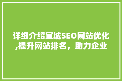 详细介绍宣城SEO网站优化,提升网站排名，助力企业腾飞
