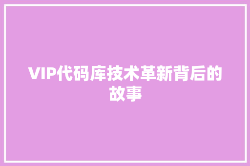 VIP代码库技术革新背后的故事