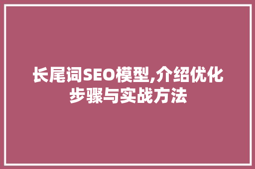 长尾词SEO模型,介绍优化步骤与实战方法