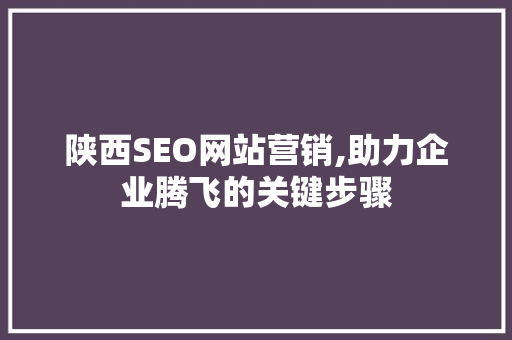 陕西SEO网站营销,助力企业腾飞的关键步骤