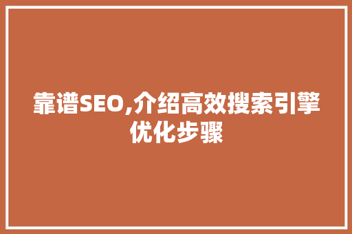 靠谱SEO,介绍高效搜索引擎优化步骤