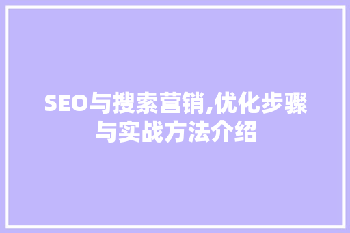SEO与搜索营销,优化步骤与实战方法介绍
