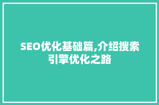 SEO优化基础篇,介绍搜索引擎优化之路