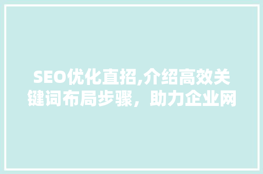 SEO优化直招,介绍高效关键词布局步骤，助力企业网站排名提升