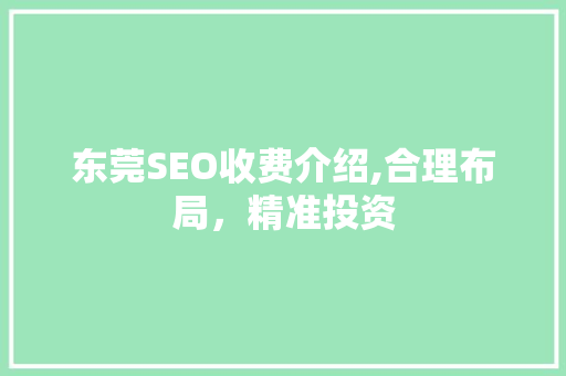 东莞SEO收费介绍,合理布局，精准投资