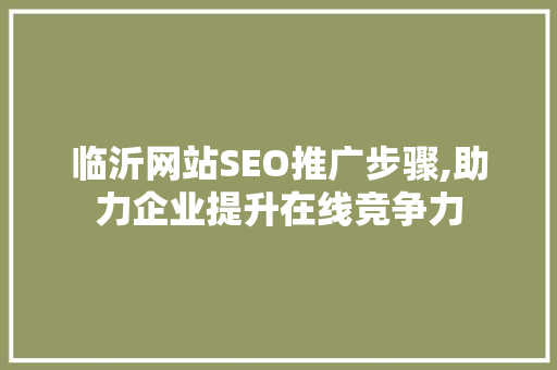 临沂网站SEO推广步骤,助力企业提升在线竞争力