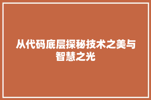 从代码底层探秘技术之美与智慧之光