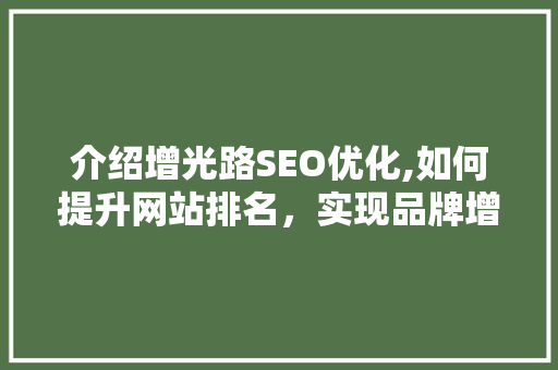 介绍增光路SEO优化,如何提升网站排名，实现品牌增值