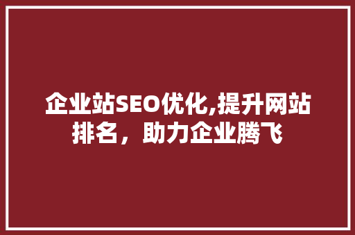 企业站SEO优化,提升网站排名，助力企业腾飞  第1张