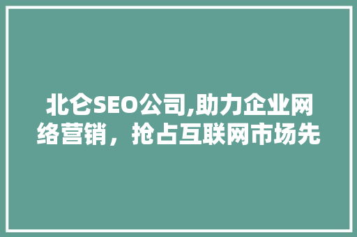 北仑SEO公司,助力企业网络营销，抢占互联网市场先机