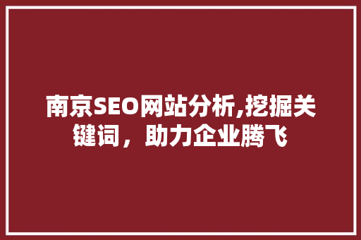 南京SEO网站分析,挖掘关键词，助力企业腾飞