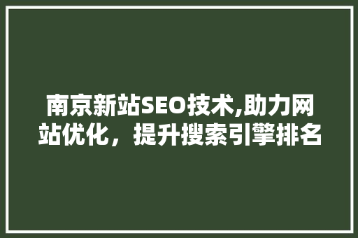 南京新站SEO技术,助力网站优化，提升搜索引擎排名