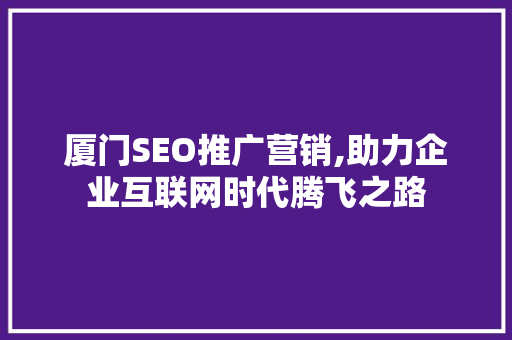 厦门SEO推广营销,助力企业互联网时代腾飞之路