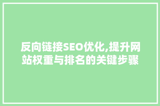 反向链接SEO优化,提升网站权重与排名的关键步骤