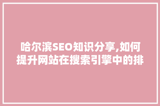 哈尔滨SEO知识分享,如何提升网站在搜索引擎中的排名