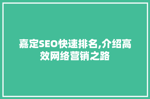 嘉定SEO快速排名,介绍高效网络营销之路