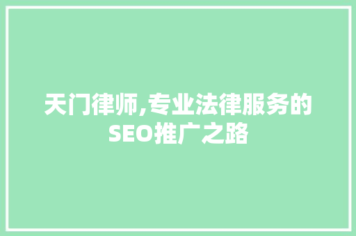天门律师,专业法律服务的SEO推广之路