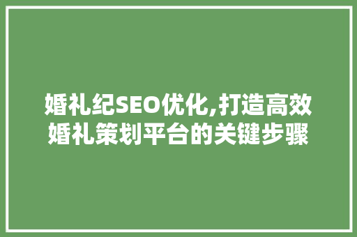 婚礼纪SEO优化,打造高效婚礼策划平台的关键步骤  第1张