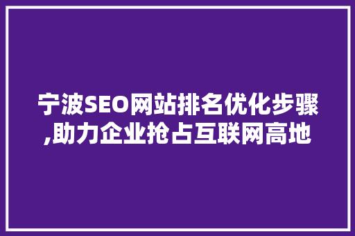 宁波SEO网站排名优化步骤,助力企业抢占互联网高地