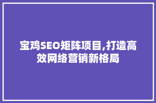 宝鸡SEO矩阵项目,打造高效网络营销新格局